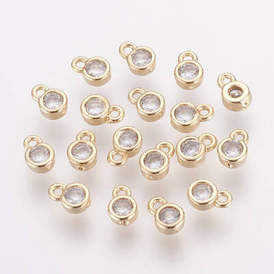 Brass Clear Cubic Zirconia Charms