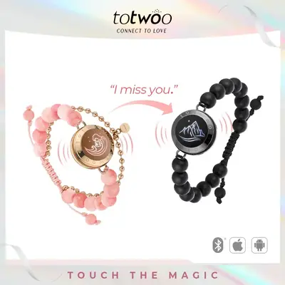 ăCreative Giftsătotwoo Mountain&Sea Matching Beads Touch Bracelets Long Distance with Functional Love Connect Gift For B...