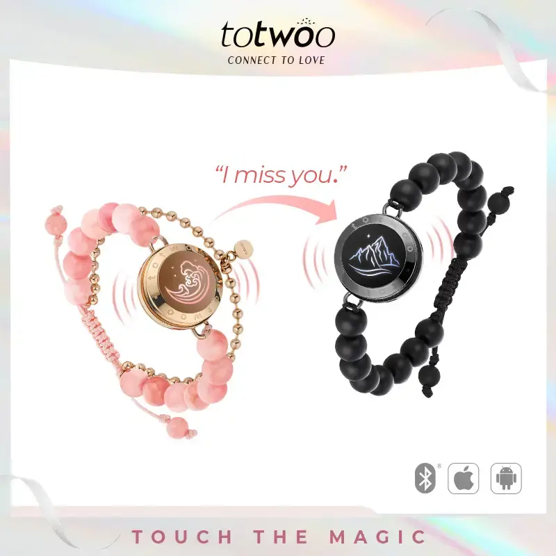 【Creative Gifts】totwoo Mountain&Sea Matching Beads Touch Bracelets Long Distance  with Functional Love Connect Gift For B...