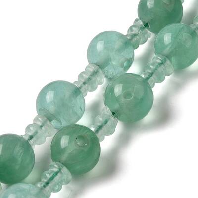Natural Green Fluorite 3-Hole Guru Bead Strands