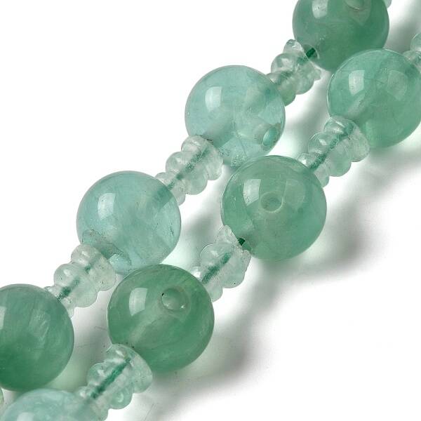 Natural Green Fluorite 3-Hole Guru Bead Strands