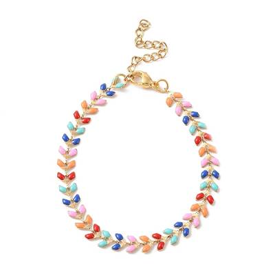 Enamel Ear of Wheat Link Chains Bracelet