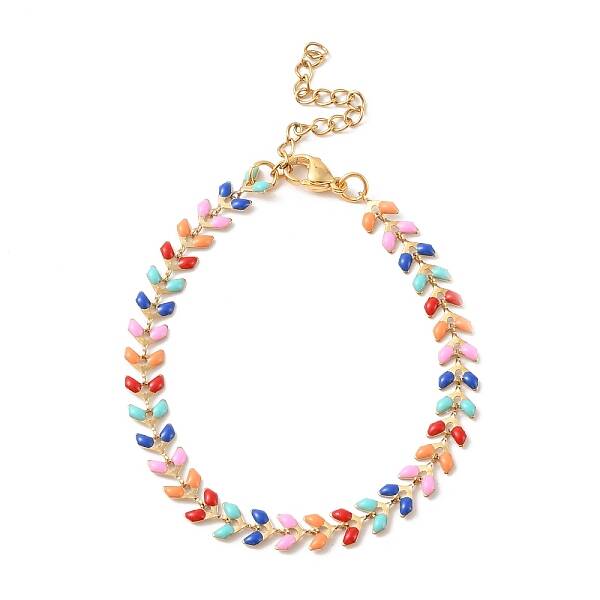 Enamel Ear of Wheat Link Chains Bracelet