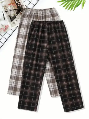 Men's Plaid Print Lounge Pants, Casual Comfy Breathable Trousers for Daily Wear, Men's Sleepwear & Loungewear for All Seasons