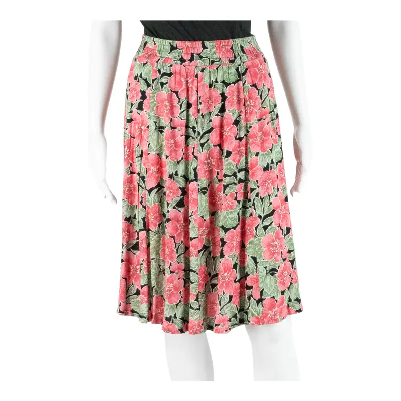 NORTON MCNAUGHTON Panelled Knee Length Flare Skirt Pink 90s Floral Womens XXS