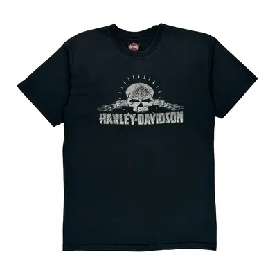Harley Davidson Graphic T-Shirt - Large Black Cotton