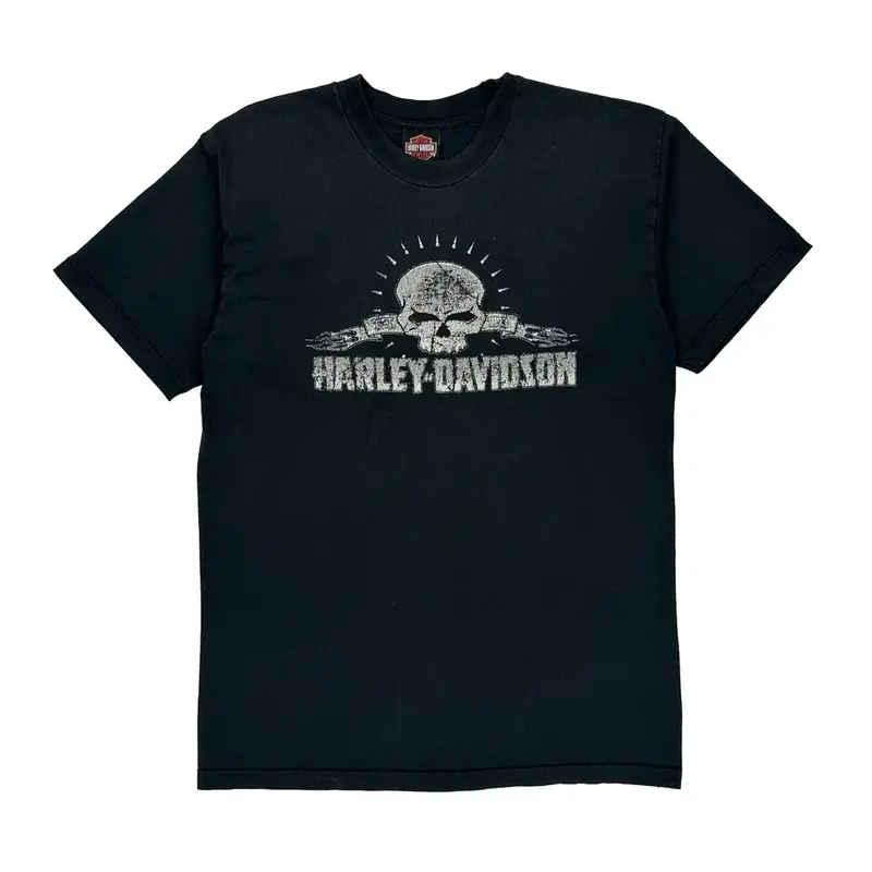 Harley Davidson Graphic T-Shirt - Large Black Cotton