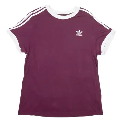 ADIDAS Womens T-Shirt Maroon UK 16