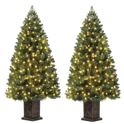 Garvee 4.5ft Christmas Tree, Pre-Lit Artificial Fiber Optic Christmas Tree with 300 LEDs & 8 Lighting Modes, Prelit Potted Xm...