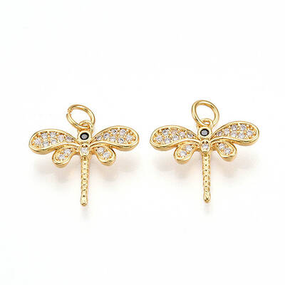 Brass Micro Pave Cubic Zirconia Charms