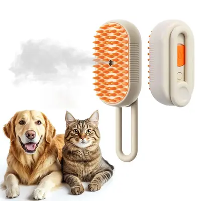3 in 1 Electric Cat Brush, 1 Count Self-cleaning & Massaging & Removing Loose Hair Brush, Pet Grooming Brush, Dog & Cat Groom...
