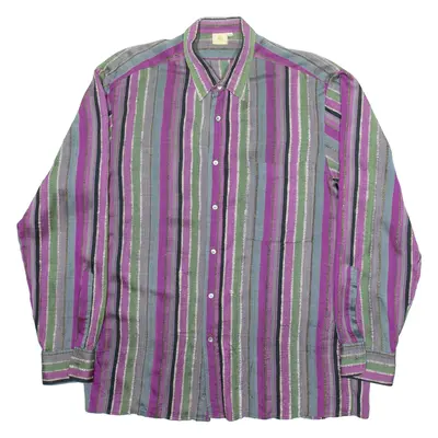 KOPPEL Mens Shirt Purple Striped Long Sleeve L