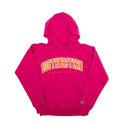 CHAMPION Southwestern Michigan College USA Hoodie Pink Pullover Womens S