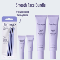 Smooth Face Bundle: 2 Hair Removal Creams, 2 Calming Serums, 3 Dermaplanes Facial Peach