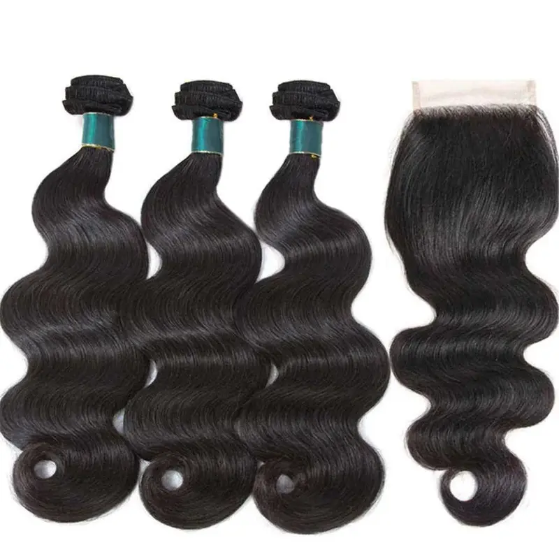 Body Wave 3 Bundles with Closure Virgin Remy Indian Hair-AshimaryHair.com