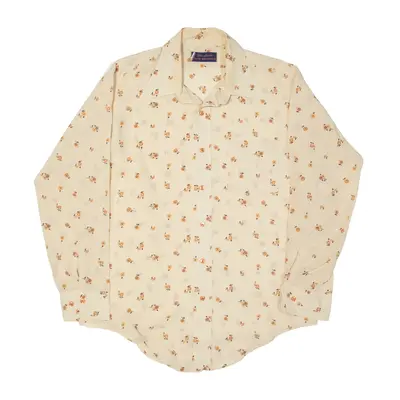 VAN HEUSEN Van Lustre Pointed Collar Lightweight Shirt Cream Floral Long Sleeve Womens L
