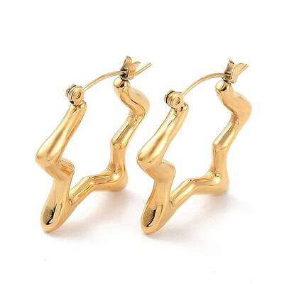 Ion Plating(IP) 304 Stainless Steel Star Hoop Earrings for Women