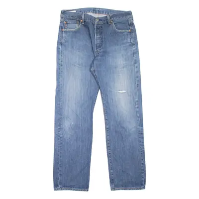 LEVI'S 501 BIG E Jeans Distressed Mens Blue Regular Straight Stone Wash W36 L31