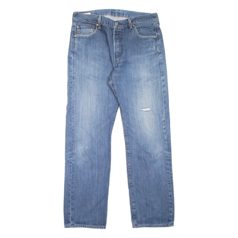 LEVI'S 501 BIG E Jeans Distressed Mens Blue Regular Straight Stone Wash W36 L31