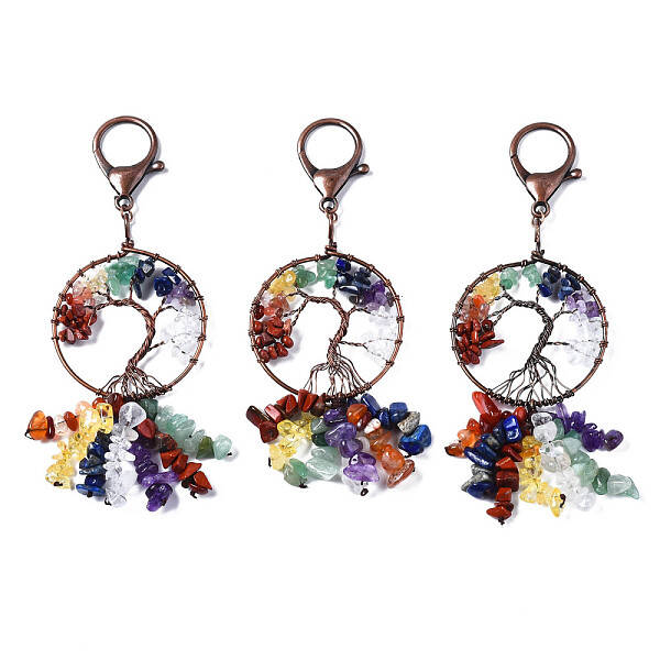 Natural Mixed Gemstone Keychain Clasps
