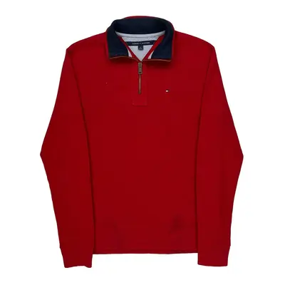 Tommy Hilfiger 1/4 Zip - Medium Red Cotton