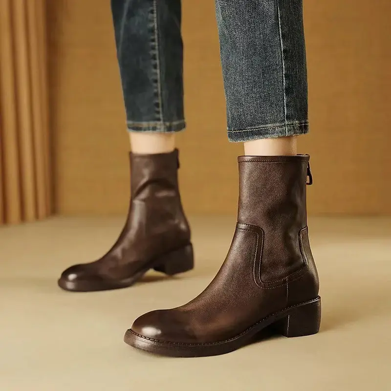 CHIKO Afroditi Round Toe Block Heels Ankle Boots