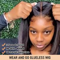 Ready to Wear Glueless Wig Straight for Women Pre Plucked Brazilian 5x5 6x4 Transparent Lace Closure Human Hair Wigs Pre Cut ...