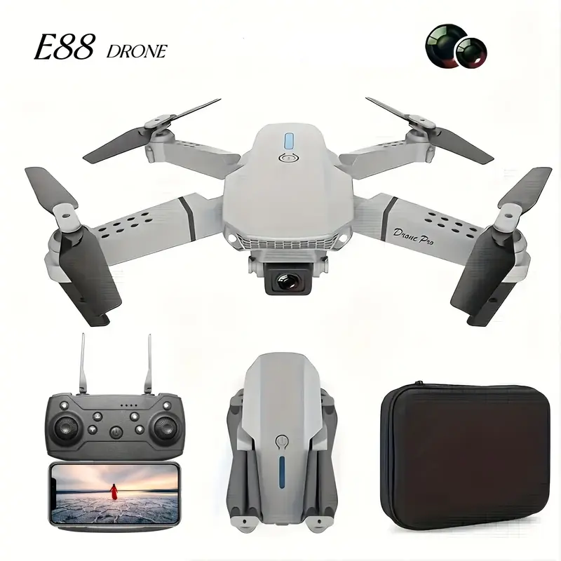 E88 drone equipped with dual cameras, mobile application control, indoor flying toys, Halloween/Christmas/New Year gifts Acce...
