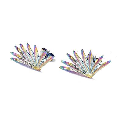 Ion Plating(IP) 304 Stainless Steel Grass Stud Earrings for Women