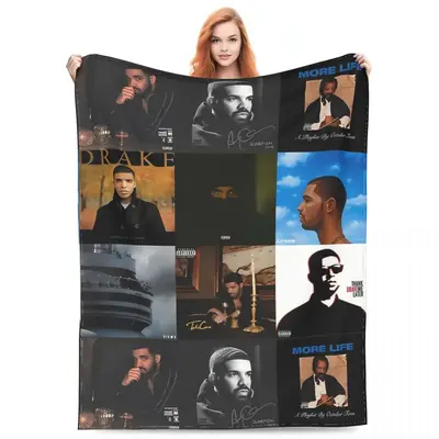 Music Drake Vintage Album Blanket Fleece Bed Throw Blankets Cozy Lightweight for Car Rug Piece