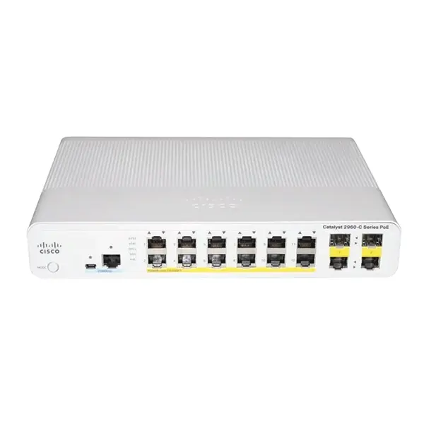 WS-C2960C-12PC-L-WS Cisco Catalyst 2960C Series 2960C-12PC 12 x 10/100Base-TX RJ-45 PoE and 2 x 1G RJ45/SFP Dual Purpose Upli...