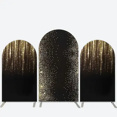 Aperturee Black Gold Glitter Dance Birthday Arch Backdrop Kit | Custom Arched Wall Covers | Diy Round Arch Backdrop | Wedding...