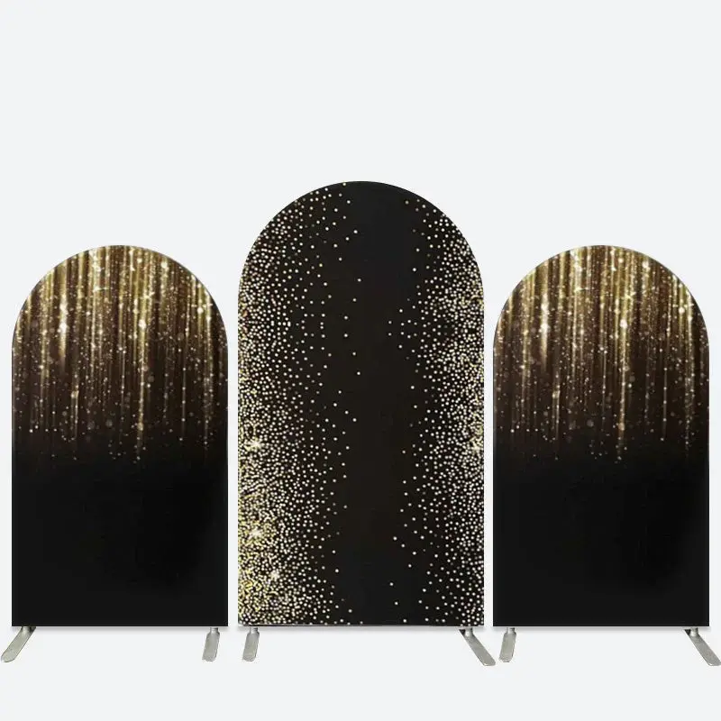 Aperturee Black Gold Glitter Dance Birthday Arch Backdrop Kit | Custom Arched Wall Covers | Diy Round Arch Backdrop | Wedding...