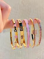 Elegant Fashion Rhinestone Bangle Bracelet Set, Stainless Steel Fashionable Eternal Lightweight Rhinestone Decorated Bangle, ...