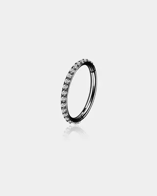 CZ Hinged Segment Nose Ring - Black / 9mm
