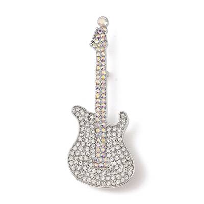 Guitar Alloy Rhinestone Musical Instruments Brooches