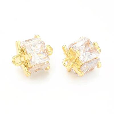 Brass Clear Glass Connector Charms