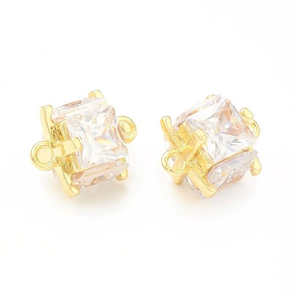 Brass Clear Glass Connector Charms