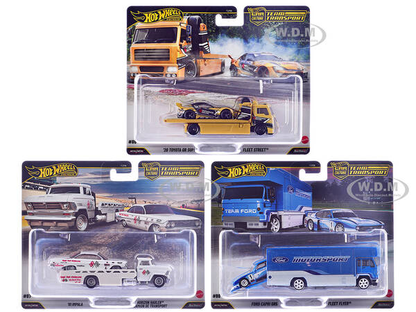 Team Transport 3 piece Set J 2025 Car Culture Series Diecast Model Cars by Hot Wheels