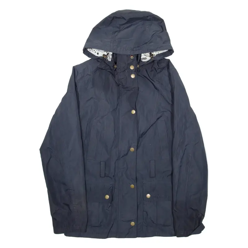 BARBOUR Womens Rain Jacket Blue Hooded UK 12