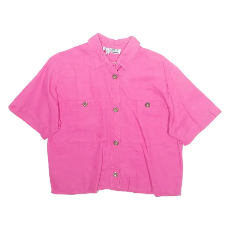 S.K COMPANY Womens Cropped Shirt Pink Collared M