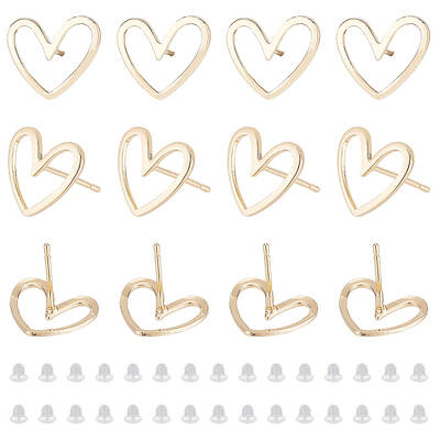 16Pcs Brass Stud Earrings Findings