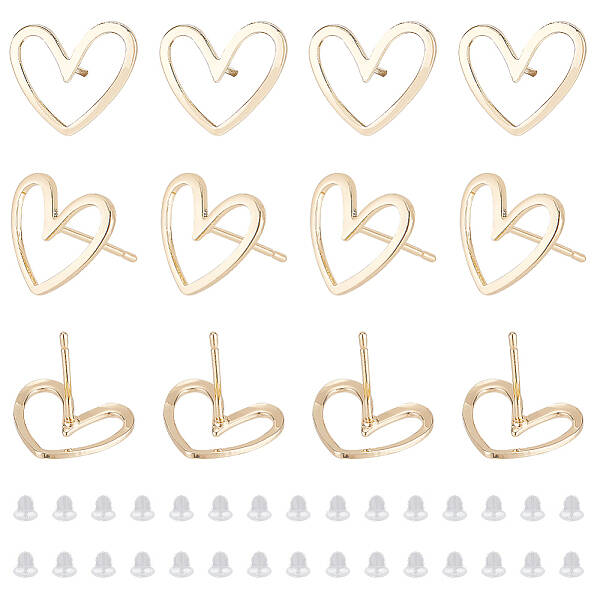 16Pcs Brass Stud Earrings Findings