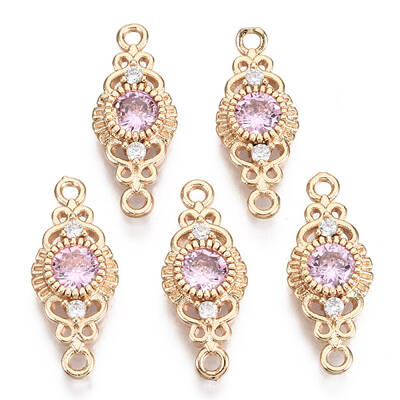 Brass Micro Pave Cubic Zirconia Links Connectors