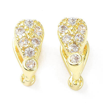 Rack Plating Brass Micro Pave Cubic Zirconia Snap on Bails