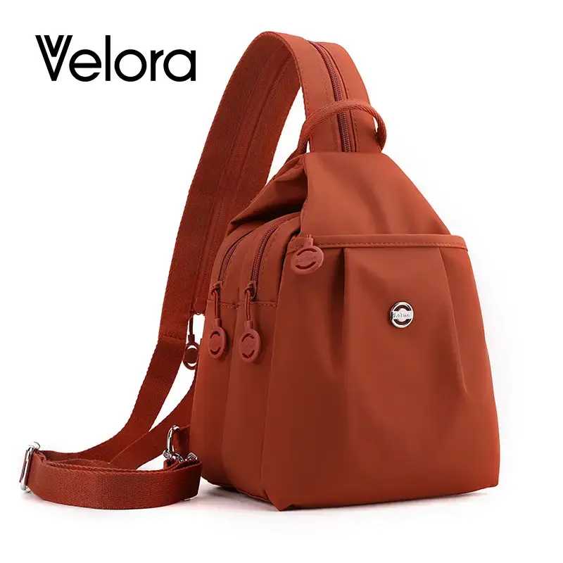 Velora Fashion Oxford Cloth Casual Backpack Messenger Bag Chest Bag with Side Pouch Adjustable Strap Zipper Pocket Inner Patc...