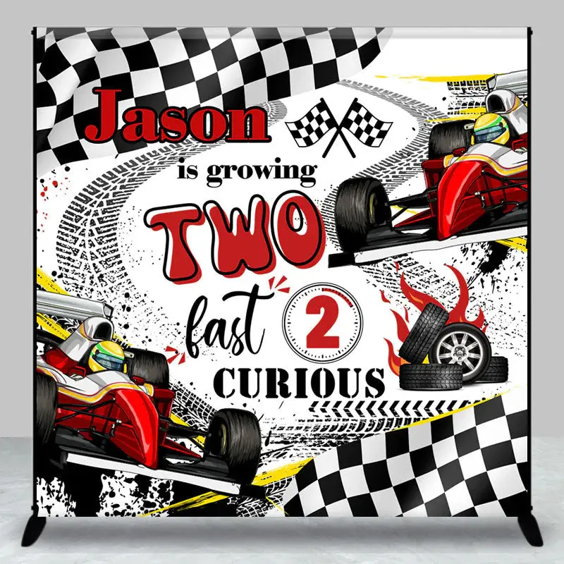 Personalized Racing Car 2nd Birthday Backdrop For Boy - Aperturee