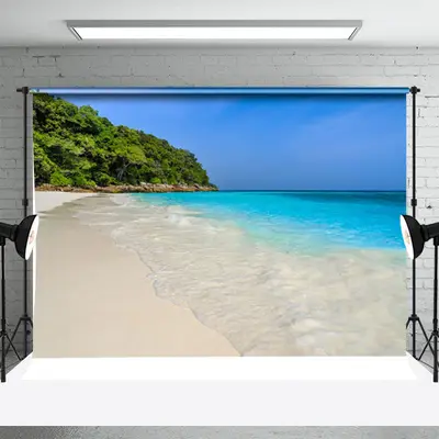 Tropical Island Gradient Seawater Summer Backdrop - Aperturee