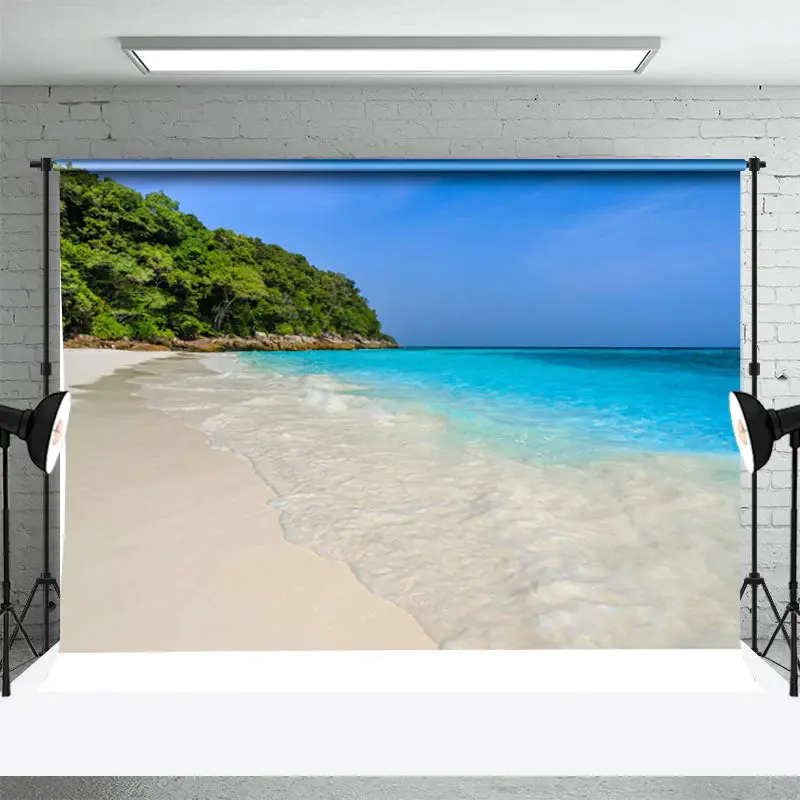 Tropical Island Gradient Seawater Summer Backdrop - Aperturee
