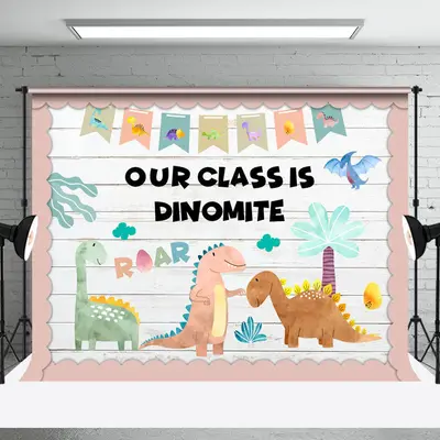 Our Class Is Dinomite Dinosaur Tree Wooden Backdrop